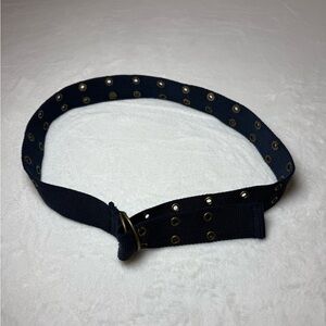 Elegant Navy Belt with Gold Eyelets